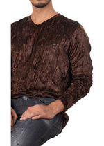 Brown Crushed Velour Sweater