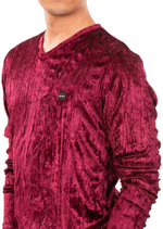 Burgundy Crushed Velour Sweater
