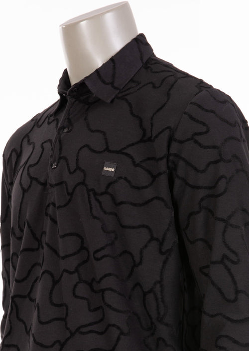 Black Curve Weaved Knit Polo