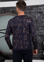Navy Gold Faded Sweater