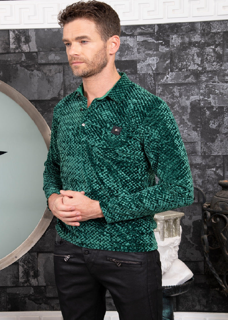 Green Diamond Velour Polo