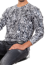 White Alphabet Semi-Shine Sweater