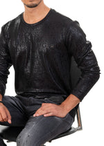 Black Alphabet Semi-Shine Sweater