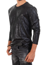 Black Alphabet Semi-Shine Sweater