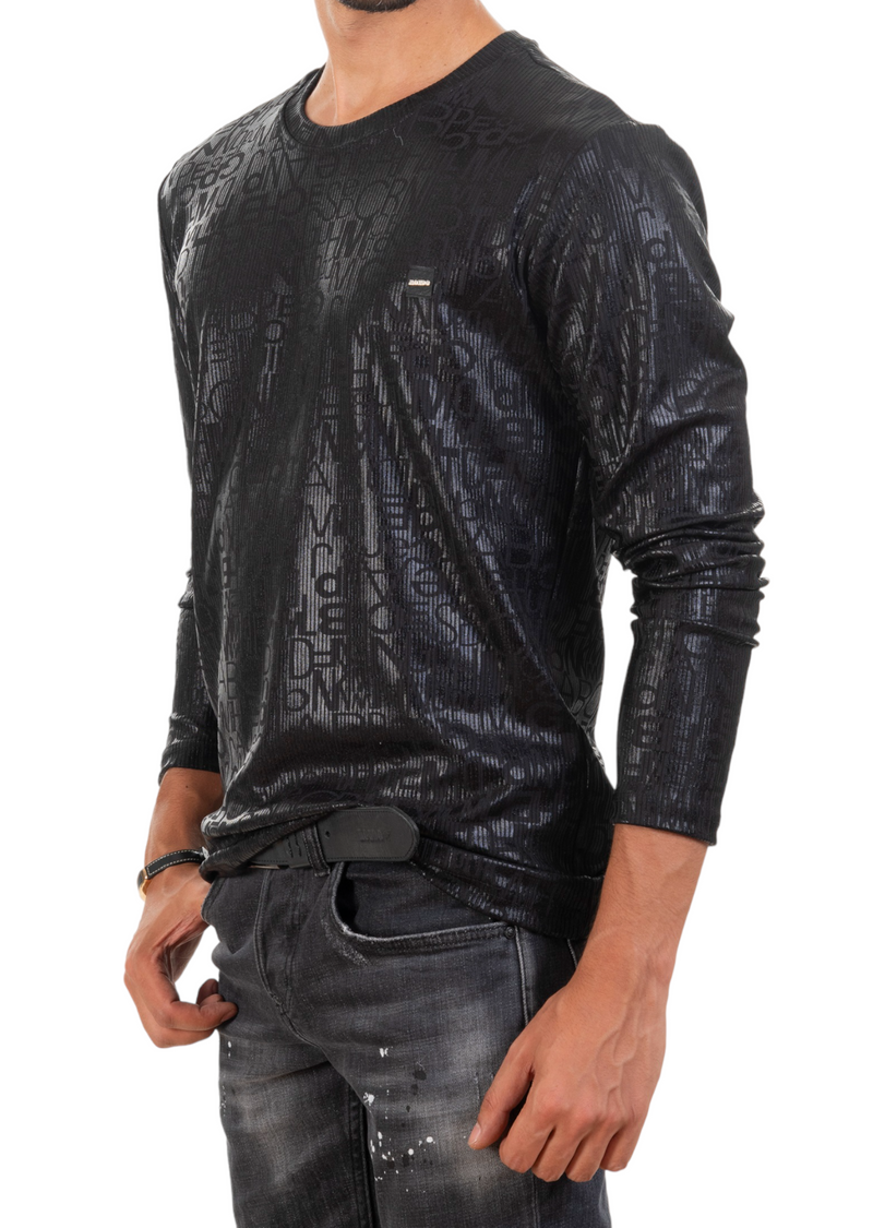 Black Alphabet Semi-Shine Sweater