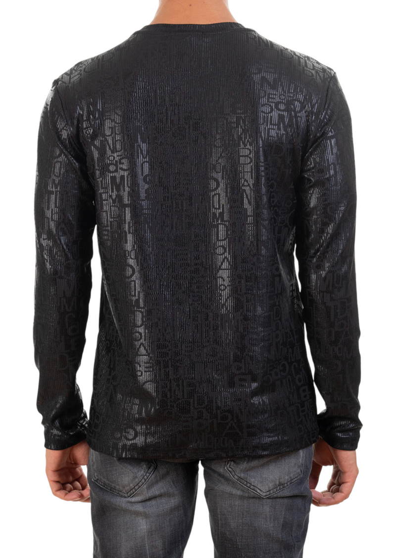 Black Alphabet Semi-Shine Sweater