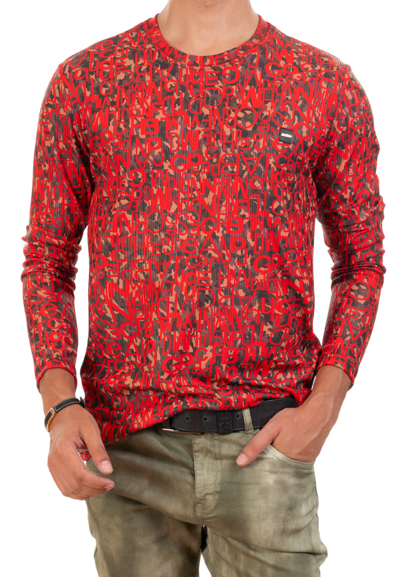 Red Alphabet Semi-Shine Sweater
