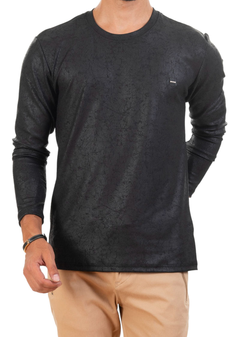 Black Semi-Shine Waxed Sweater