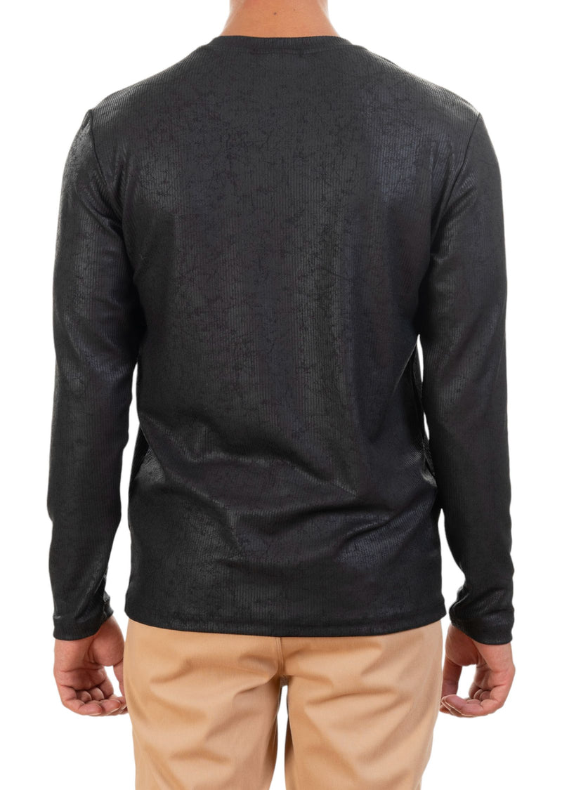 Black Semi-Shine Waxed Sweater