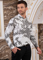 White Black Meander Knit Polo