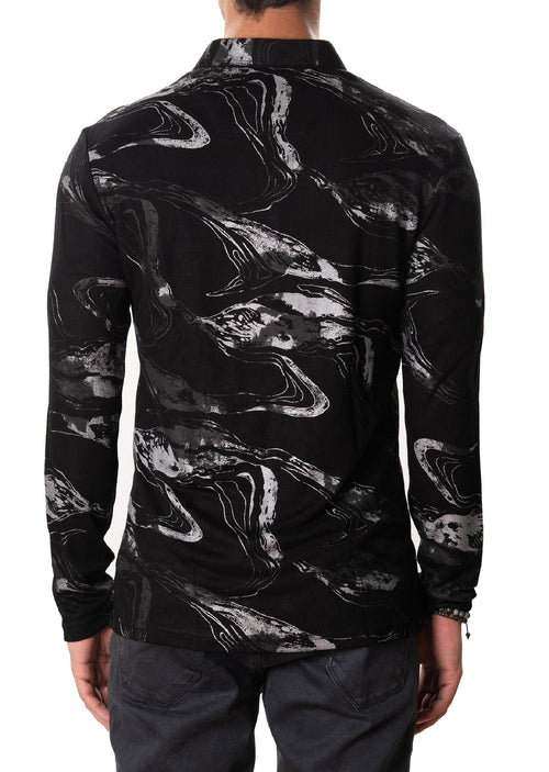 Black Marble Effect Knit Sweater