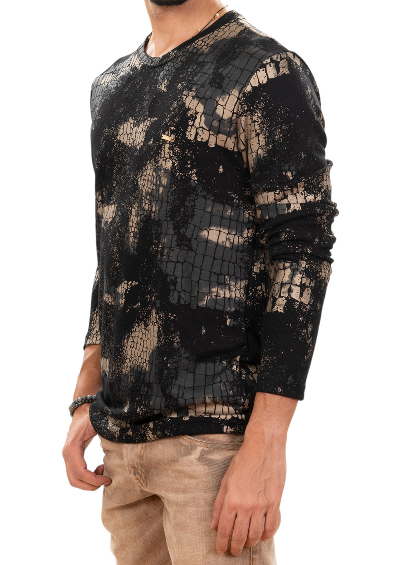 Black Gold Faded Snake Sweater