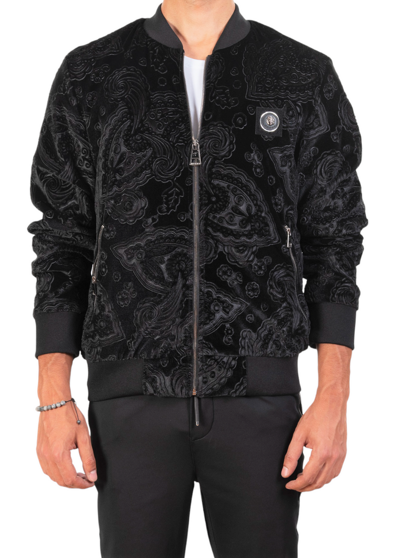 Black Paisley Velvet 2-pcs Tracksuit