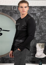 Black Pu Leather Trim Tech Tee