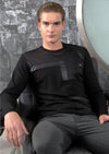 Black Pu Leather Trim Tech Tee