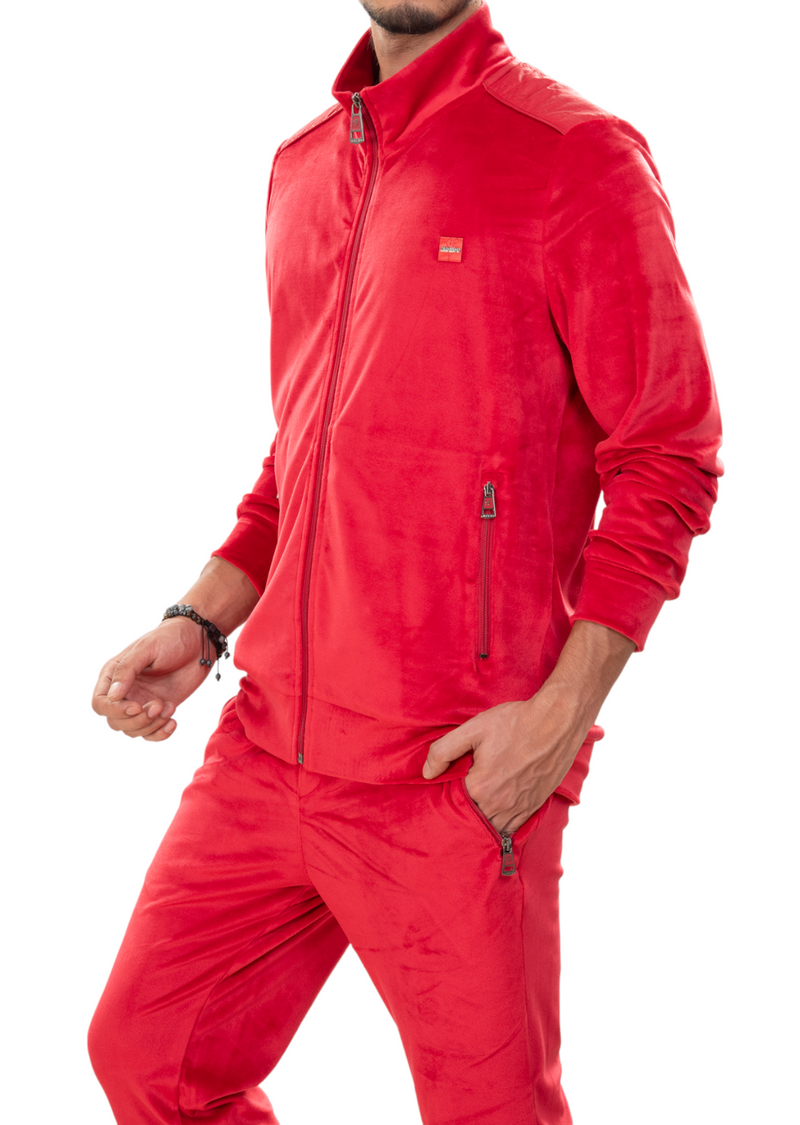 Red Luxe Velvet 2-pcs Tracksuit