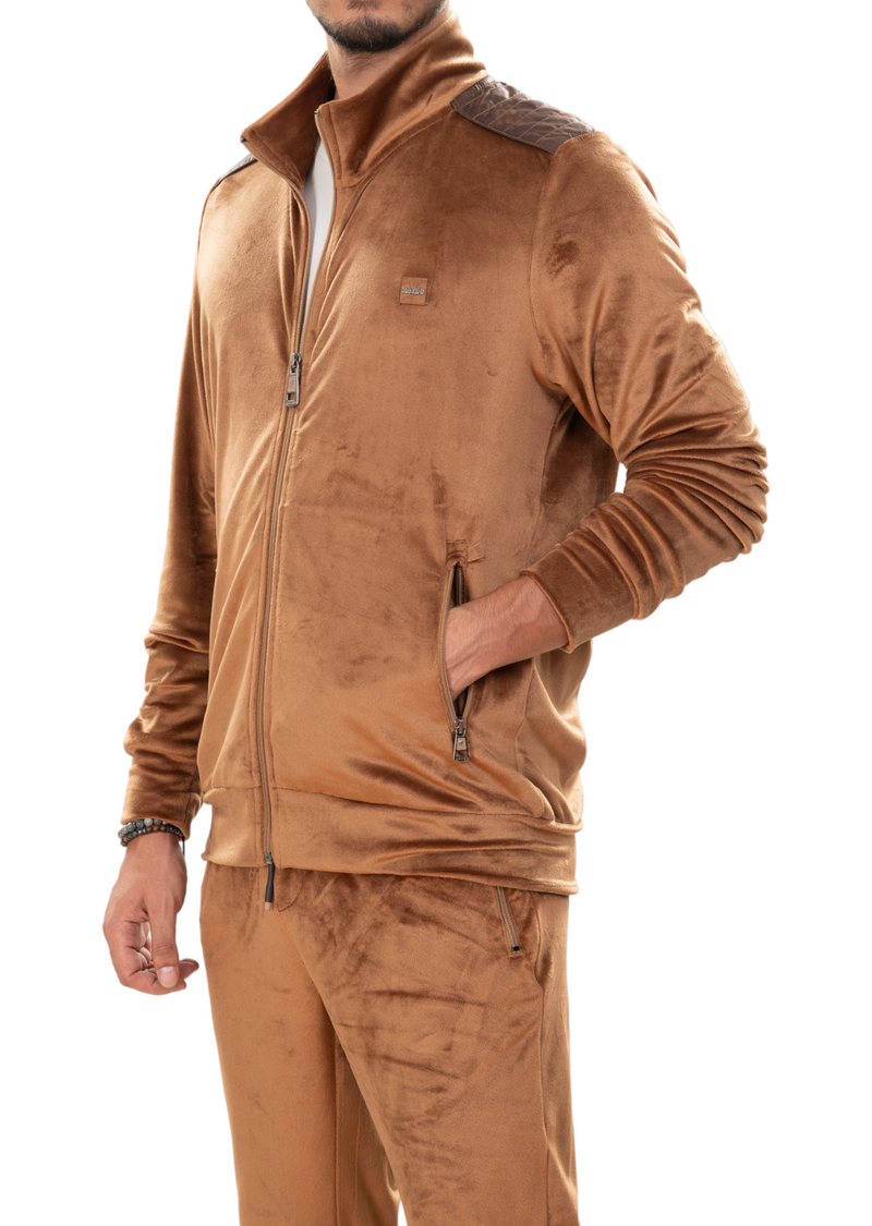Brown Luxe Velvet 2-pcs Tracksuit – MONDO Menswear Brown Luxe Velvet 2-pcs Tracksuit – MONDO Menswear