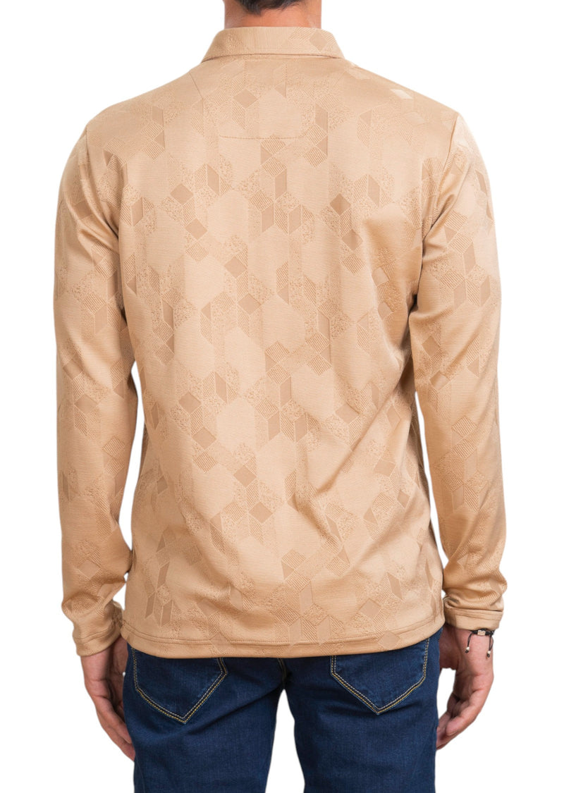 Beige Cubic Knit Polo