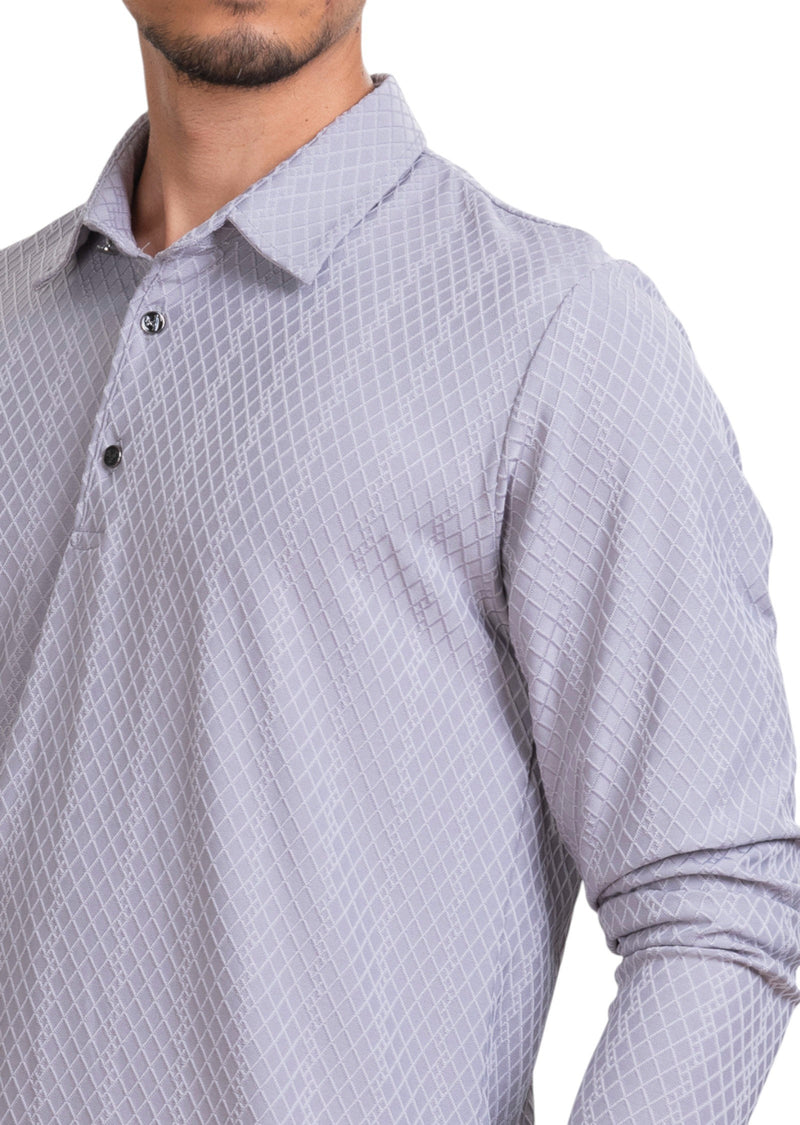 Gray Diamond Knit Polo
