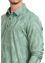 Green Houndstooth Knit Polo