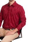 Burgundy Houndstooth Knit Polo