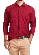 Burgundy Houndstooth Knit Polo