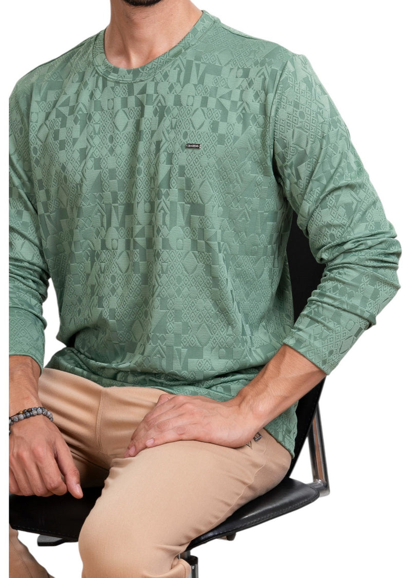 Green Diamond Collage Knit Sweater