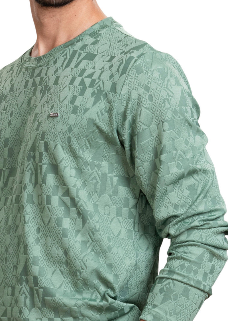 Green Diamond Collage Knit Sweater
