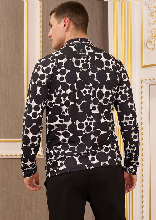 Black White Polkadot Tech Polo