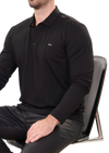 Black Interlock Quilted Knit Polo