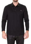 Black Interlock Quilted Knit Polo