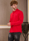 Red Interlock Quilted Knit Polo