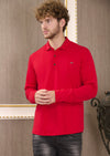 Red Interlock Quilted Knit Polo