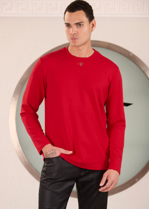 Red Premium V-Buckle Sweater