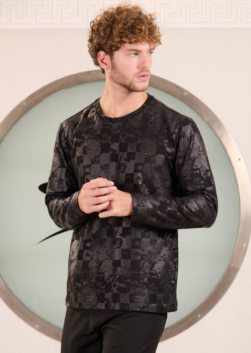 Black Checker Knit Sweater