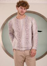 White Beige Python Luxe Sweater