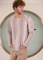White Beige Python Luxe Sweater