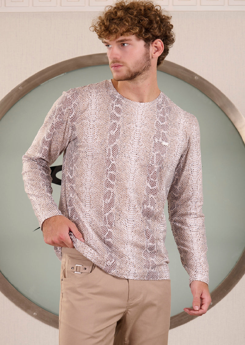 White Beige Python Luxe Sweater