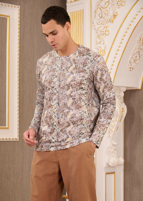 White Beige Snakeskin Sweater