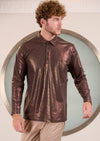 Brown Tonal Luxe Knit Polo