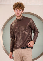 Brown Tonal Luxe Knit Polo