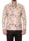 Beige Gold Swirl Shine Knit Polo