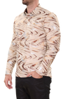 Beige Gold Swirl Shine Knit Polo