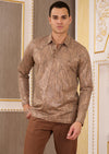 Beige Gold Matrix Knit Polo