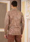 Beige Gold Matrix Knit Polo
