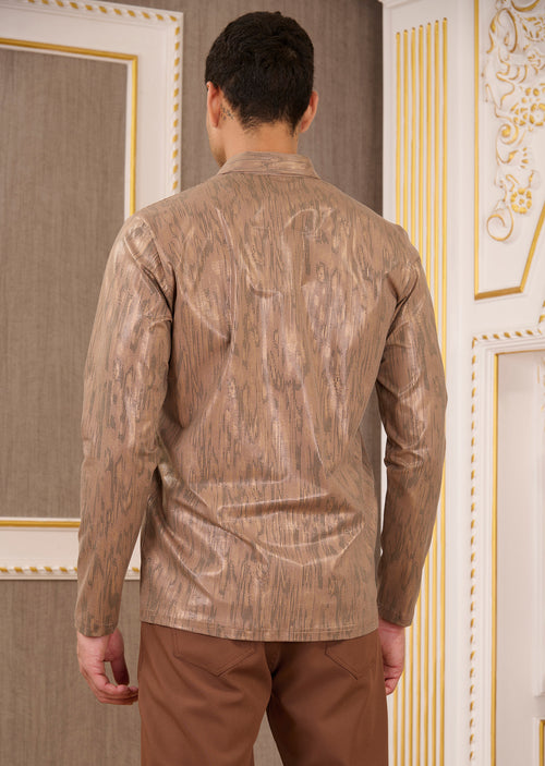 Beige Gold Matrix Knit Polo