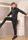 Black Brush Tech 2-pcs Tracksuit