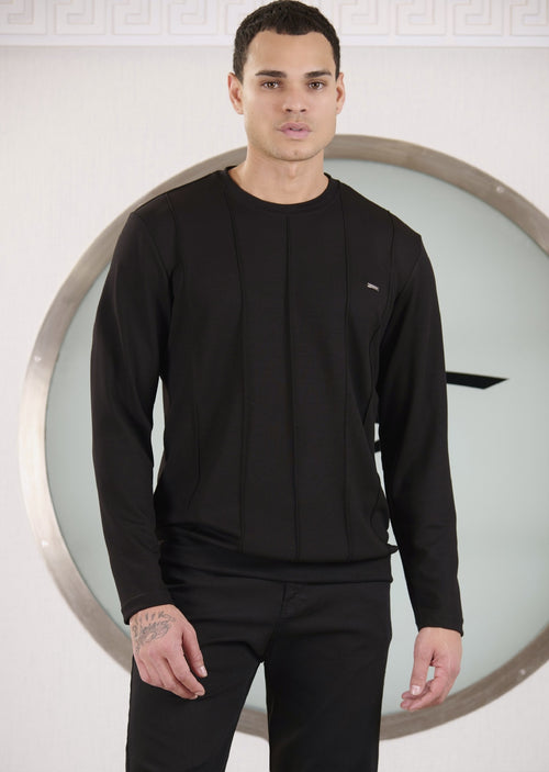 Black Interlock Quilted Sweater