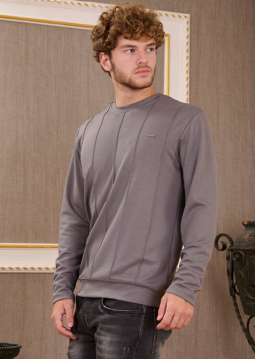 Gray Interlock Quilted Sweater