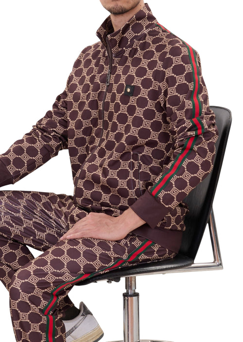 Brown Meander Tech 2-pcs Tracksuit